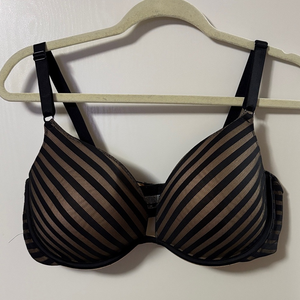Sweet Nothings Black Nude Striped TShirt Bra 40D Supportive Full Coverage